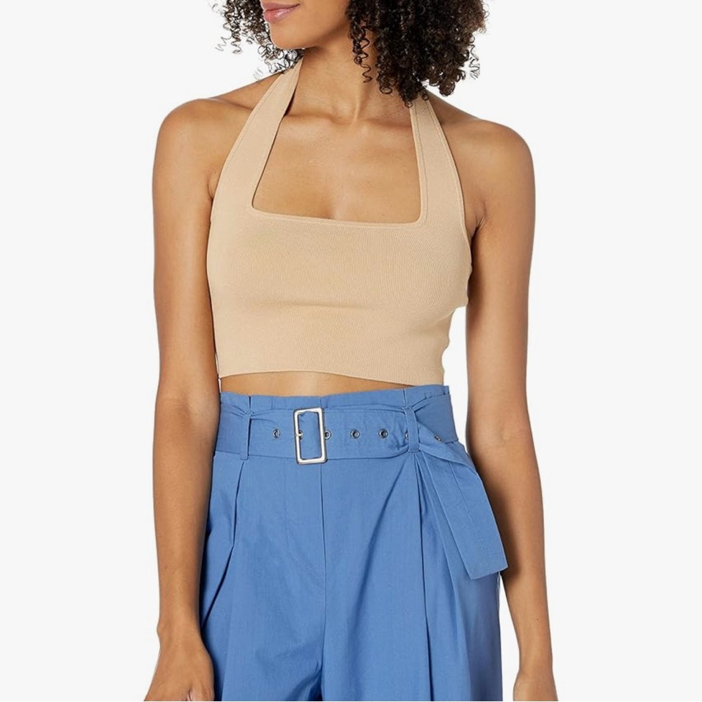 Stylish Tan Halter Crop Top